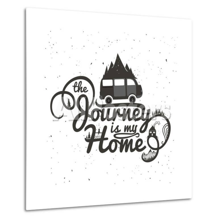 Journey Is My Home Vintage Vector Inspirational And Motivational Poster With Quote Car Road Mou