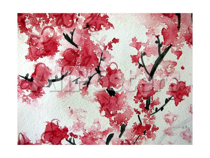 cherry blossom watercolor on paper prints by kathie nichols at
