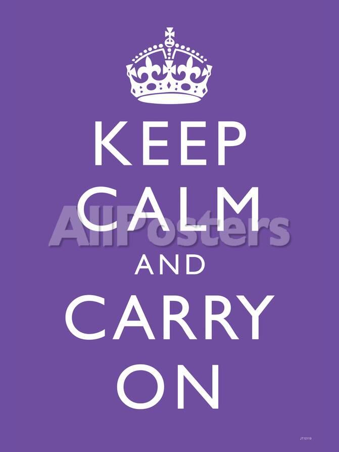 keep calm and carry on motivational purple art poster print