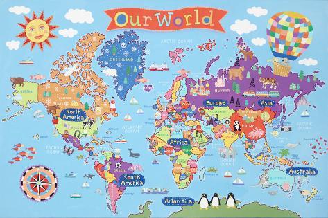 kids laminated world map poster at allposters com world poster
