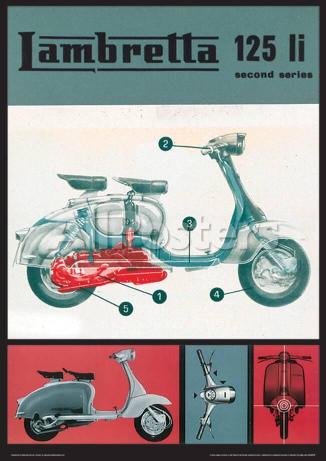 Lambretta Scooter 125 Li Vintage Style Poster Masterprint Allposters Com