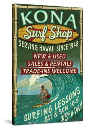 'Kona, Hawaii - Surf Shop' Prints - Lantern Press | AllPosters.com