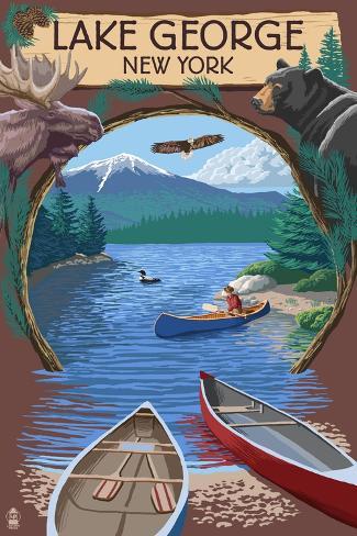 Lake George, New York - Canoe Scene Prints by Lantern 