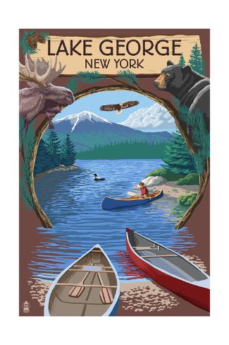 Lake George, New York - Canoe Scene Prints by Lantern 