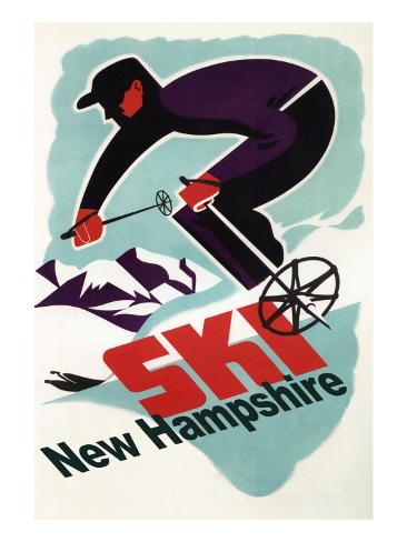 Ski New Hampshire - Retro Skier Prints by Lantern Press - AllPosters.co.uk