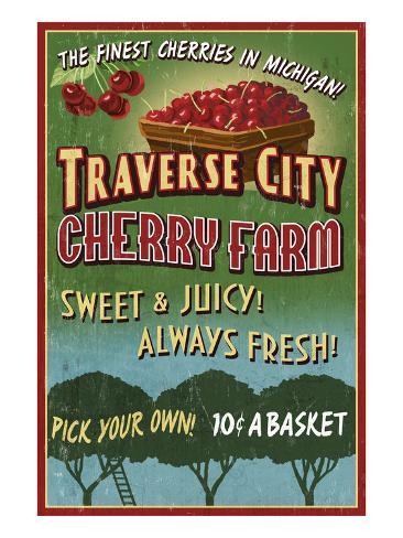 Traverse City, Michigan - Cherry Farm Prints by Lantern Press at ...