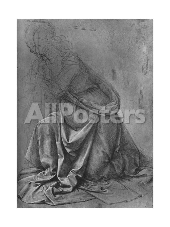 Study Of The Drapery Of A Woman Kneeling To The Left C1477 1945