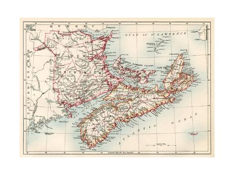 Map of Nova Scotia, Prince Edward Island, and New Brunswick, 1870s