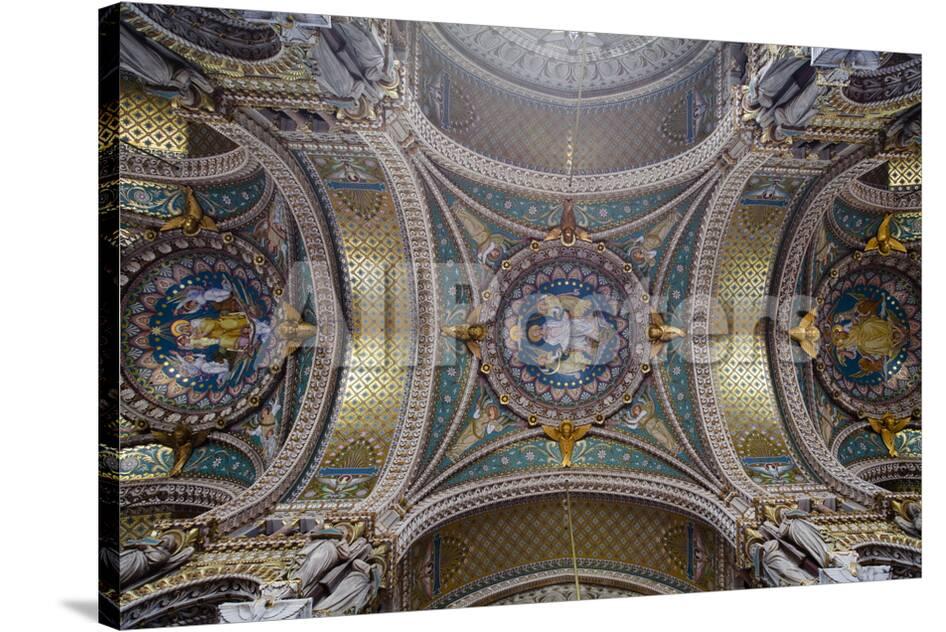 The Decorated Ceiling Of Notre Dame De Fourviere Lyon Rhone Rhone Alpes France Europe