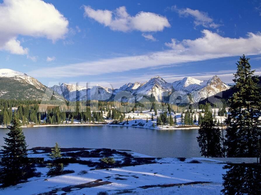 Landscape With Lake And Mountains In Background Colorado Usa