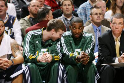 Memphis Grizzlies v Utah Jazz: Gordon Hayward and Jeremy Evans Photographic Print by Melissa ...