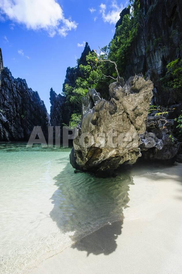 Hidden Bay With Crystal Clear Water In The Bacuit Archipelago