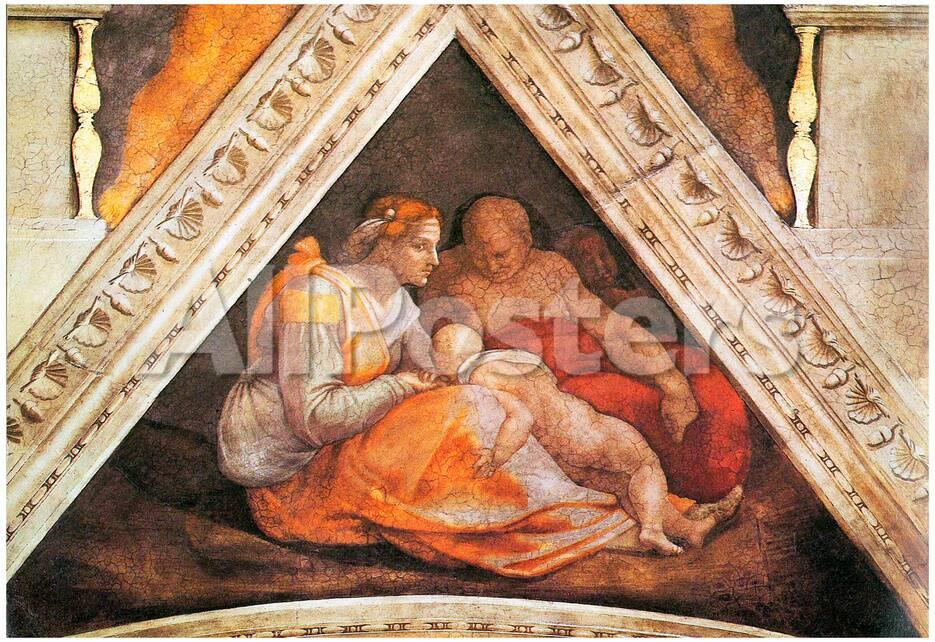Michelangelo Buonarroti Ceiling Fresco Of Creation In The Sistine Chapel Scene In Bezel Ancestor