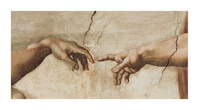 'The Creation of Adam, c.1510 (detail)' Prints - Michelangelo