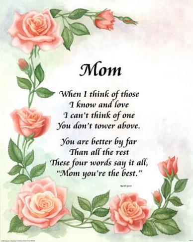 Mothers Day gift Mom poem roses card Posters - at AllPosters.com.au
