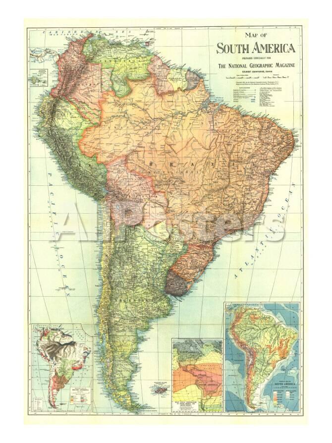 オールポスターズの 地図 ナショナル ジオグラフィック 1921 south