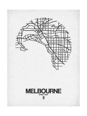 Melbourne street map white Melbourne street map white