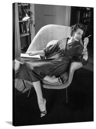 Woman in Man's Tie Silk Dressing Gown from Brooks Brothers Photographic ...