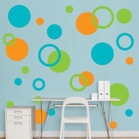 Orange, Green, Turquoise Polka Dots Wall Decal at AllPosters.com