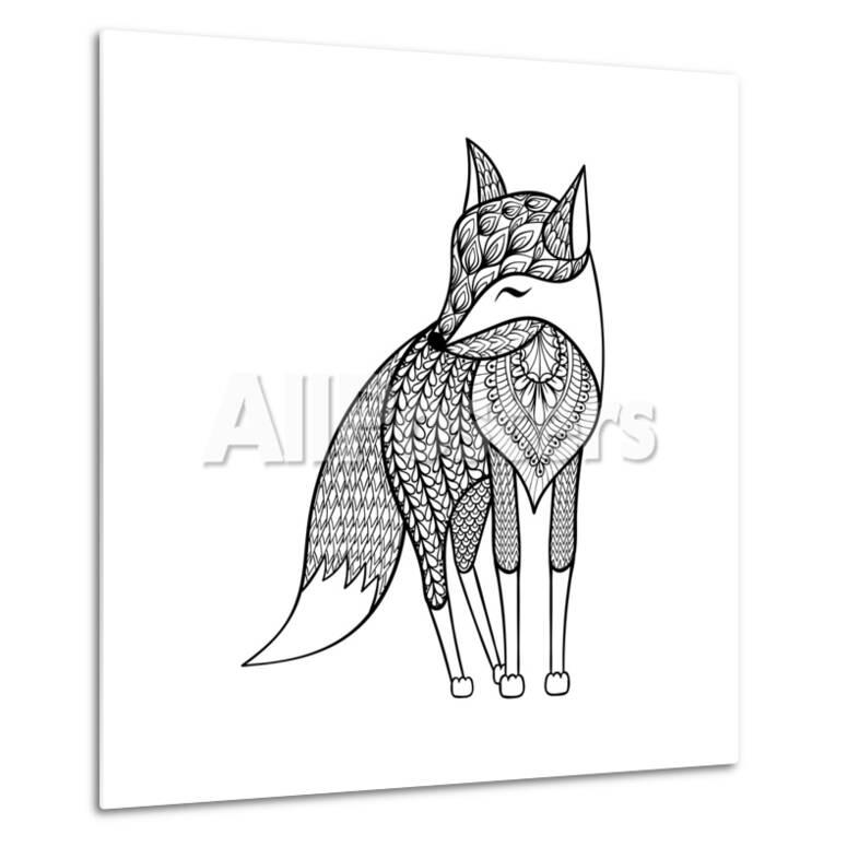 Zentangle Vector Happy Fox For Adult Anti Stress Coloring Pages Ornamental Tribal Patterned Illust
