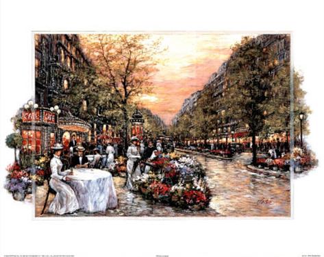 Paris Girls Promenade Cafe Art Print POSTER Landscape Posters at ...