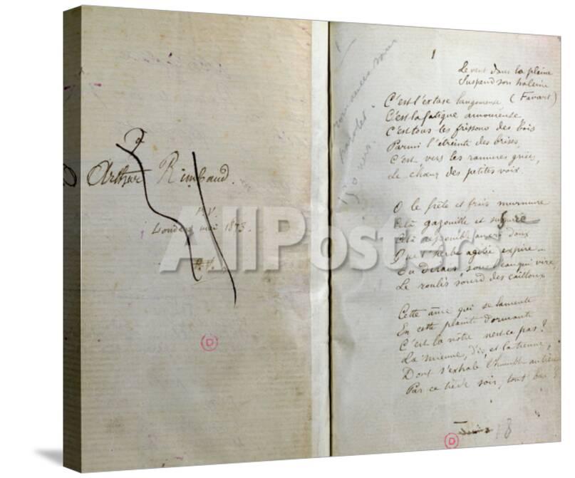 Handwritten Pages From Romances Sans Paroles With Crossed Out Dedication To Arthur Rimbaud 1873 Giclee Print Paul Verlaine Allposters Com