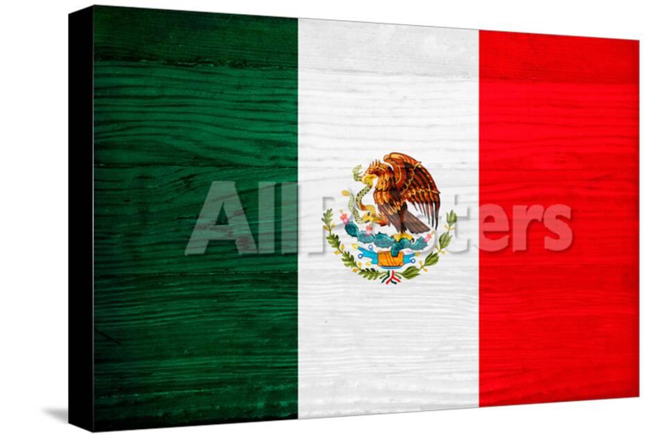 オールポスターズの philippe hugonnard mexico flag design with wood