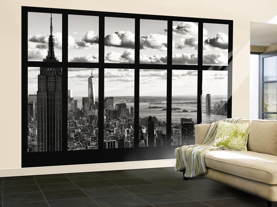 Wall Mural Window View Cityscape Of Manhattan With The Empire State Building And 1 Wtc Nyc - Nyc Wall Mural Wall Mural Window View Cityscape Of Manhattan With The Empire State Building And 1 Wtc Nyc - Nyc Wall Mural