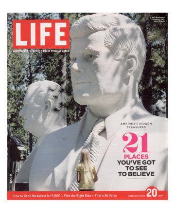 'Last LIFE Cover, Busts of JFK and LBJ in Presidents Park, Black Hills