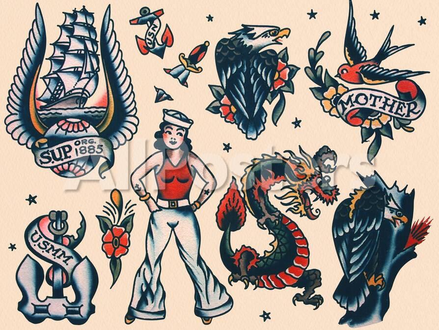Vintage Sailor Tattoo Flash By Norman Collins Aka Sailor Jerry