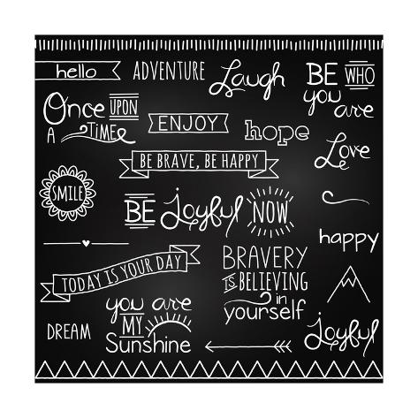 Hand Drawn Chalkboard Style Words Quotes And Decoration Print By