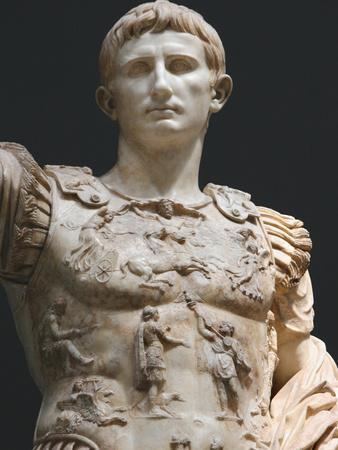 'Augustus (61 Bc-14 Ad). First Roman Emperor, Marble Statue of Augustus ...