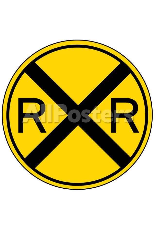 オールポスターズの railroad crossing sign print poster アートポスター