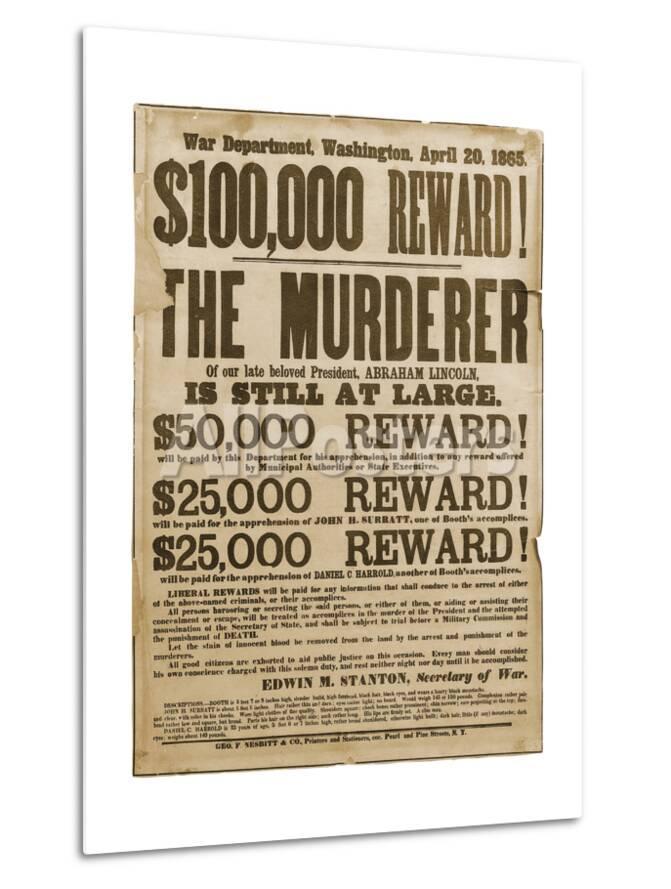 reward poster of lincoln assassins print at allposters com