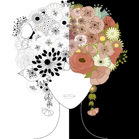 Download Woman Floral Silhouette Posters by Rouz at AllPosters.com