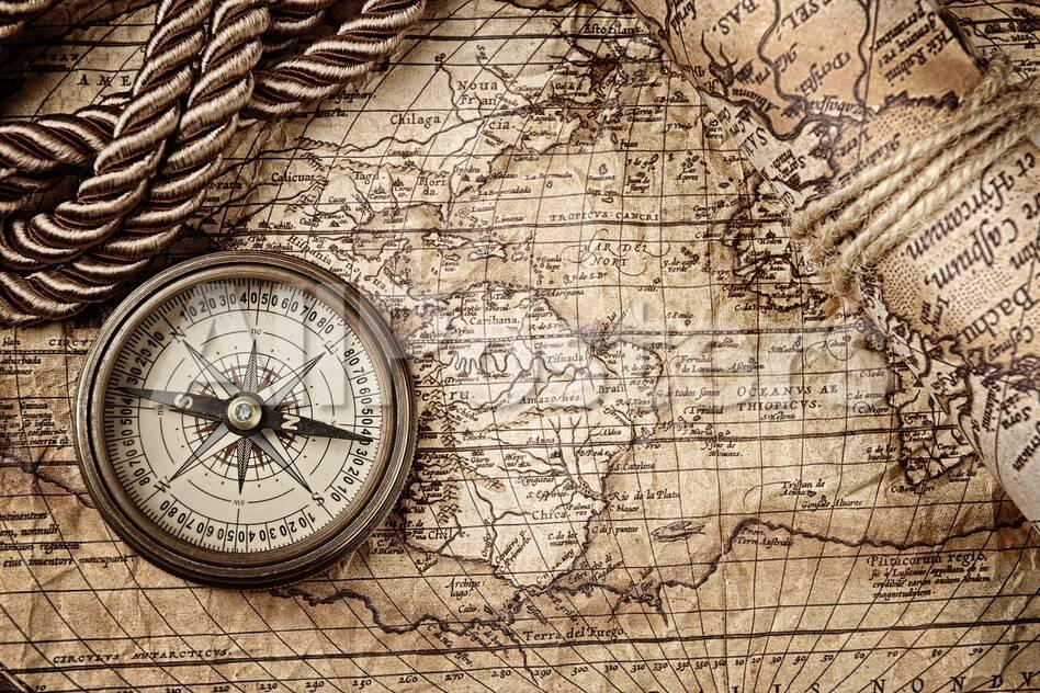 Vintage Still Life With Compass And Old Map Art Scorpp Allposters Com