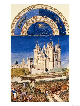 &#039;September: Harvesting Grapes by the Limbourg Brothers&#039; Giclee Print
