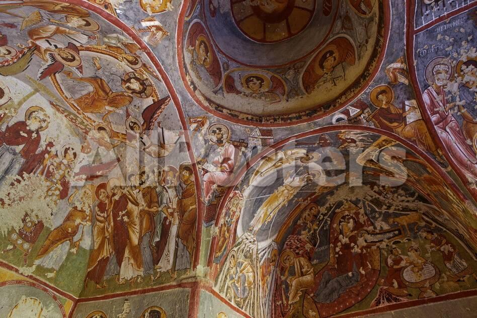 View Of Ceiling With Fresco Painting In A Cave Church Photographic