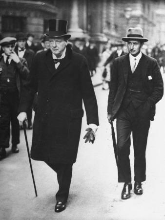 'Sir Winston Churchill Walking in Street with Sir James Grigg, His ...