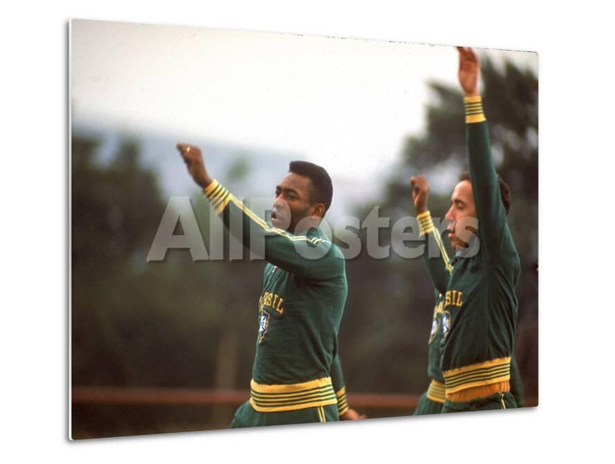 Soccer Star Pele And Teammates Loosen Up Before A Practice Prior To World Cup Competition Premium Photographic Print Allposters Com