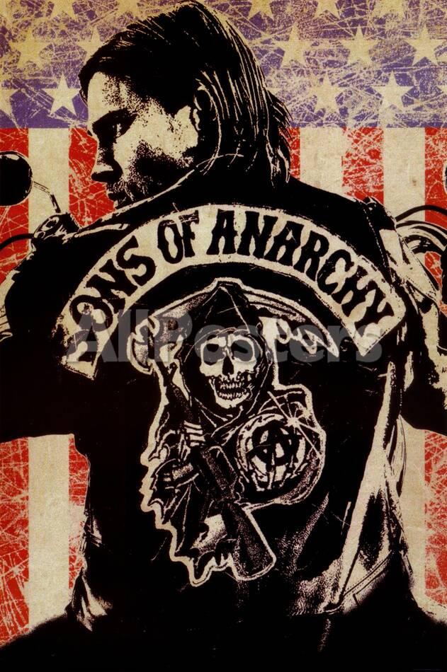 sons of anarchy logo flag tv poster print print allposters com sons of anarchy logo flag tv poster print