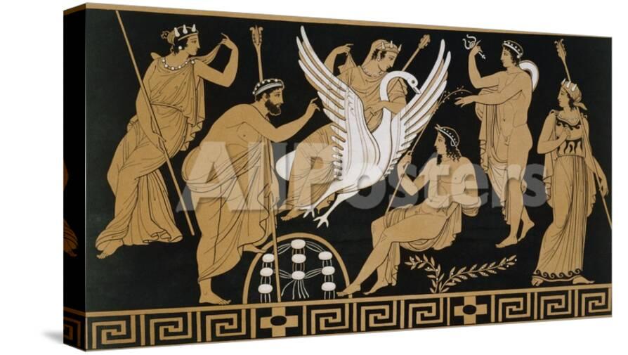 19th Century Greek Vase Illustration Of Zeus Abducting Leda In The