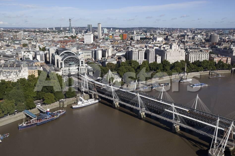 Charing Cross Station And Hungerford Bridge London England United Kingdom Europe