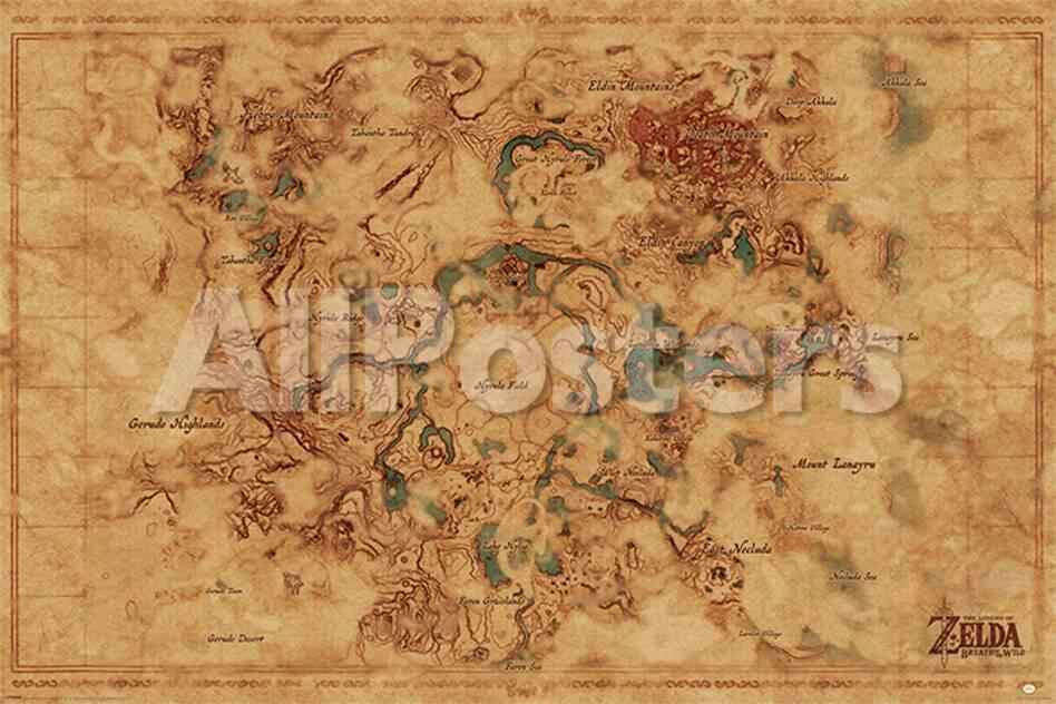The Legend Of Zelda Breath Of The Wild Hyrule World Map