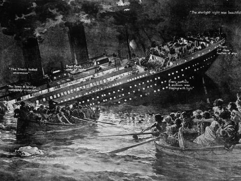 Titanic Sinking. Artist's Impression (Illustration) of the White Star ...
