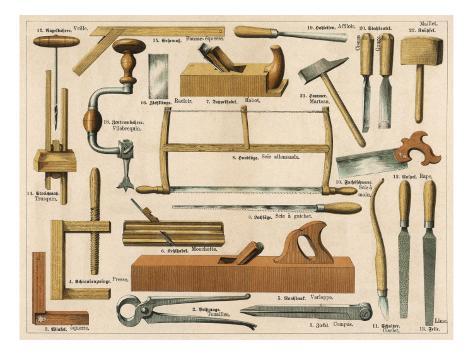 Tools Used in Carpentry and Joinery Giclee Print 