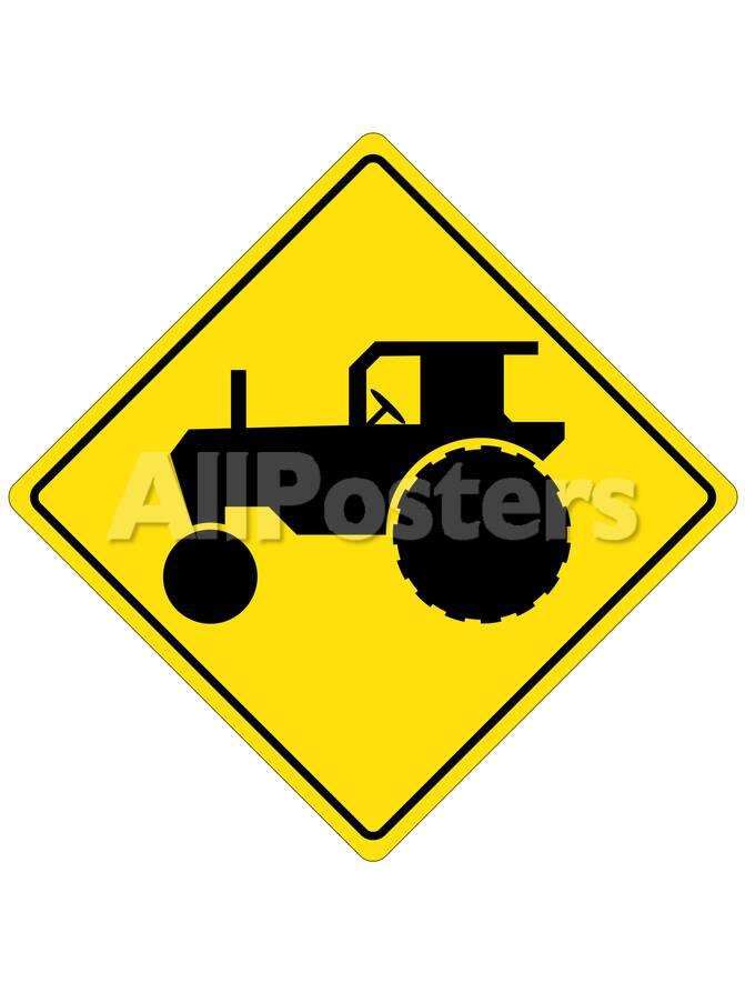 オールポスターズの tractor crossing sign poster 高画質プリント