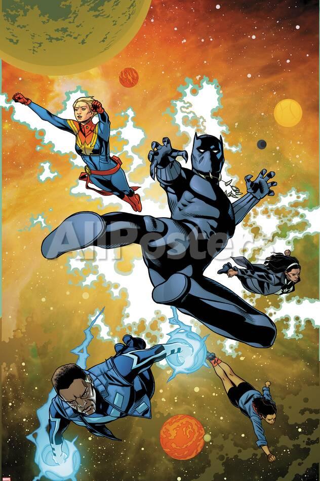 Ultimates No 3 Cover Featuring Captain Marvel Black Panther Monica Rambeau Blue Marvel And More Plastic Sign Allposters Com