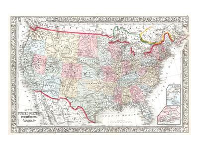 united states canada map premium giclee print allposterscom