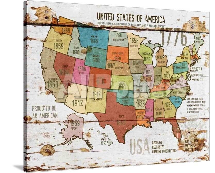 オールポスターズの united statesof america map ii キャンバスプリント